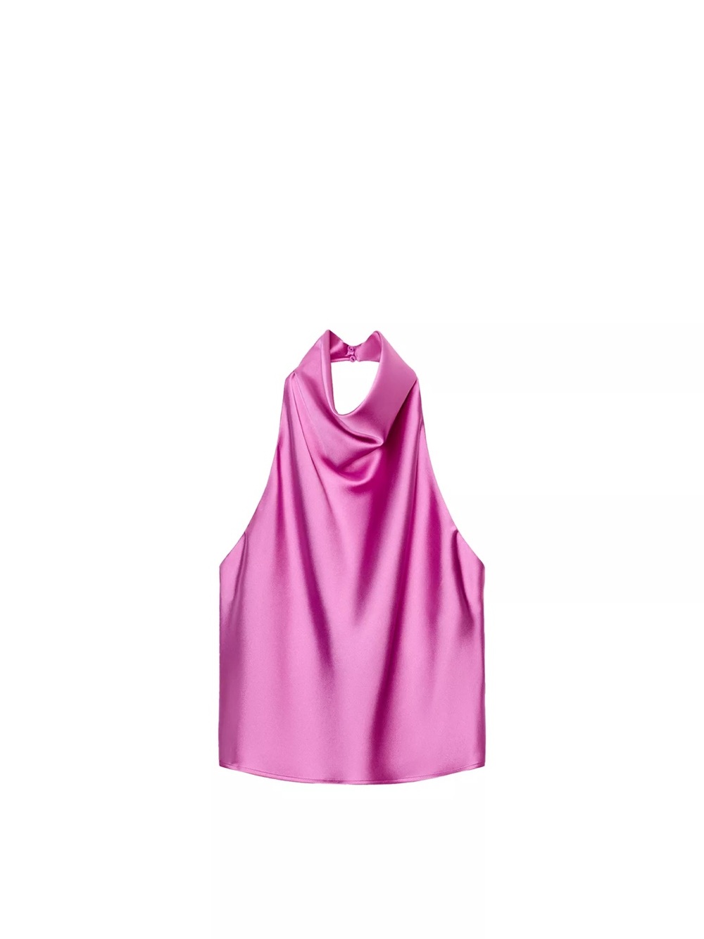 Zara Pink Satin Halter Cowl Top